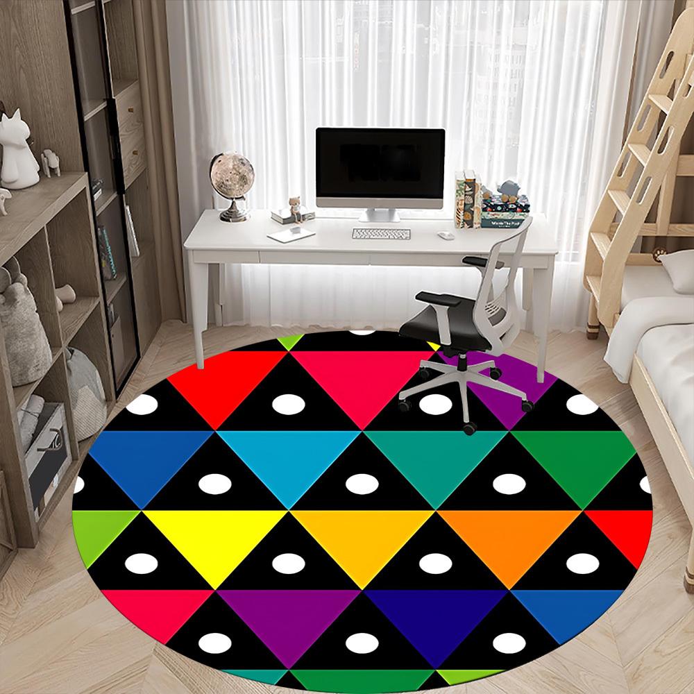 1pc Colorful Pattern Chair Carpet for Office, Non-slip, Soft and Durable Office Rug for Interior Decoration, Perfect for Office Yy260313032