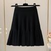 Foreign Elastic Waist Umbrella Skirt Short Autumn and Winter Half Skirt Women High Waisted Knitted A-line Short Skirt Female