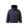 Sport Fashion Series Warm Letter Solid Color Loose Short Down Jacket Unisex Outerwear Deep-Navy-Blue AYMR464-3
