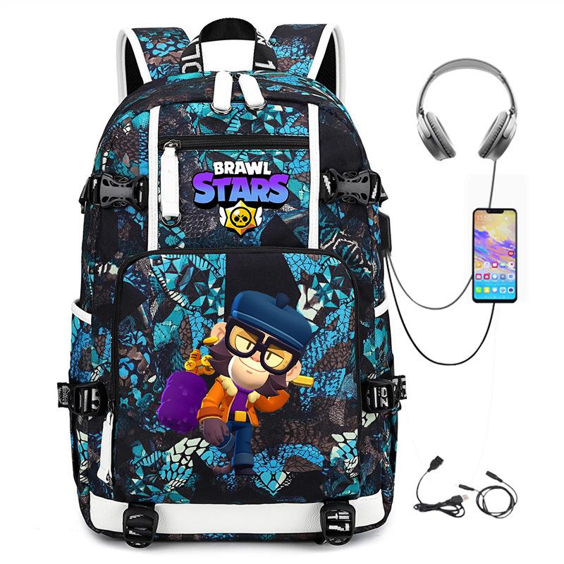 Brawl Stars Peripheral With Usb Backpack Student Outdoor Travel Large Capacity Mountaineering Bag
