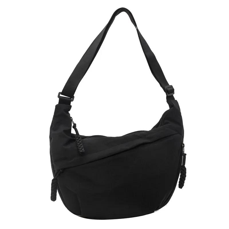 

Durable Nyl Fabric Shoulder Bag High Capacity Women s Crossbody Messenger Bag Stylish Leisure Hobo Handbag for Everyday Use чёрный
