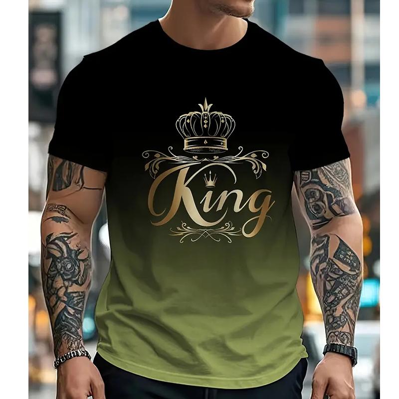 New Summer Men's Fashion T-shirt Personality King Printed Men's T-shirt Top