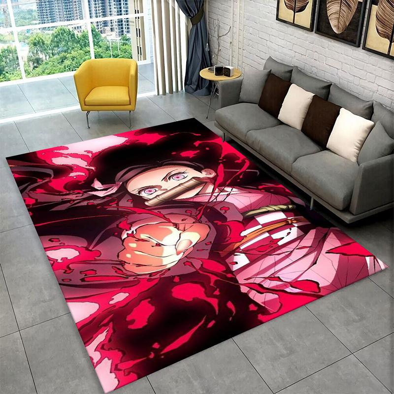 Cartoon Demon Slayer Anime Kamado Nezuko Tanjirou Carpet Rug for Playroom Bedroom Living Room Sofa Home,kid Non-slip Floor Mat