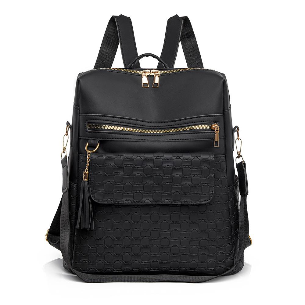 

Рюкзак великої місткості. Жіночий м’який шкіряний рюкзак. Багатофункціональний туристичний рюкзак чорний