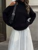 High Neck Off-Shoulder Sweater Women's Autumn Winter Ins Style Matching Knit Sweater Loose Pullover