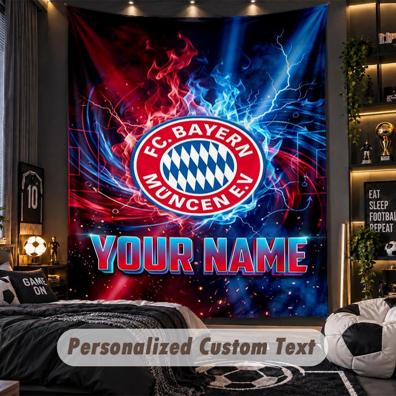 TapestryBayern Munich Custom Name Text Personalized Wall Hanging Tapestry Home Wall Decor