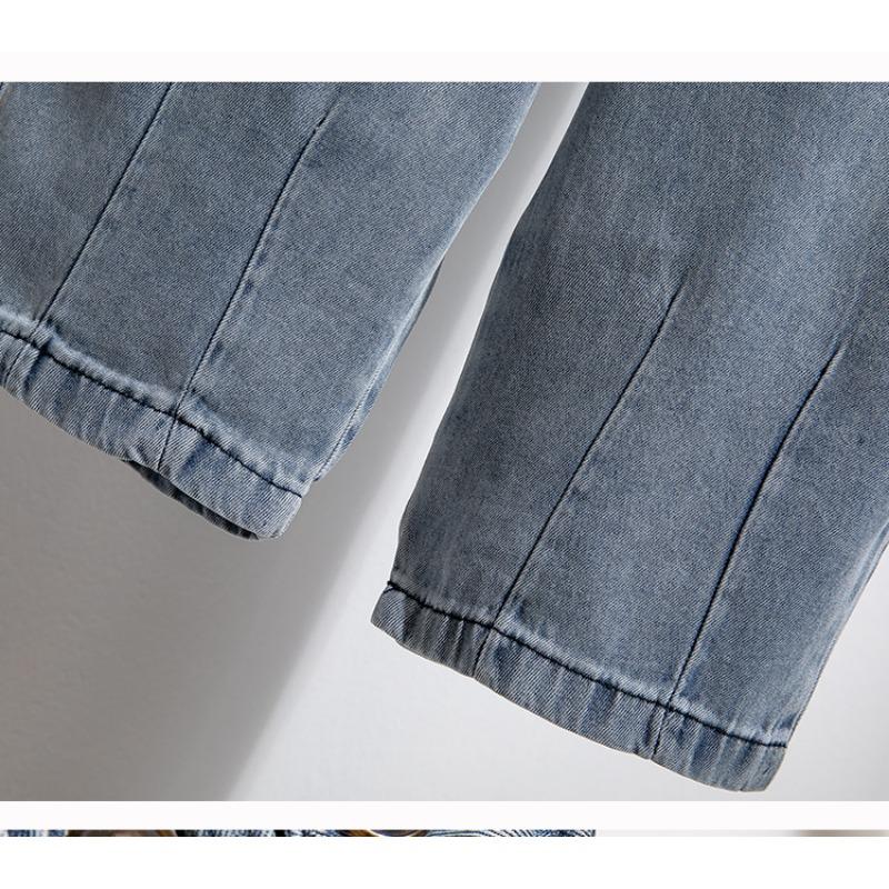 Spring Autumn New Elastic Waist Jeans Women's Large Size Fashion Harem Pants Double Pocket Versatile Loose Ankle-length Pants