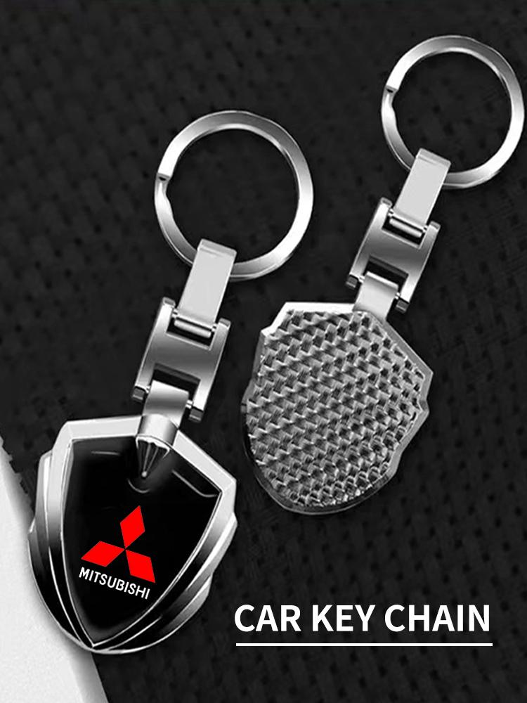 Car Logo Keychain 3D Metal Shield Shaped Keyring For Mitsubishi RALLIART Pajero ASX Lancer X 9 Outlander 3 L200 Car Styling