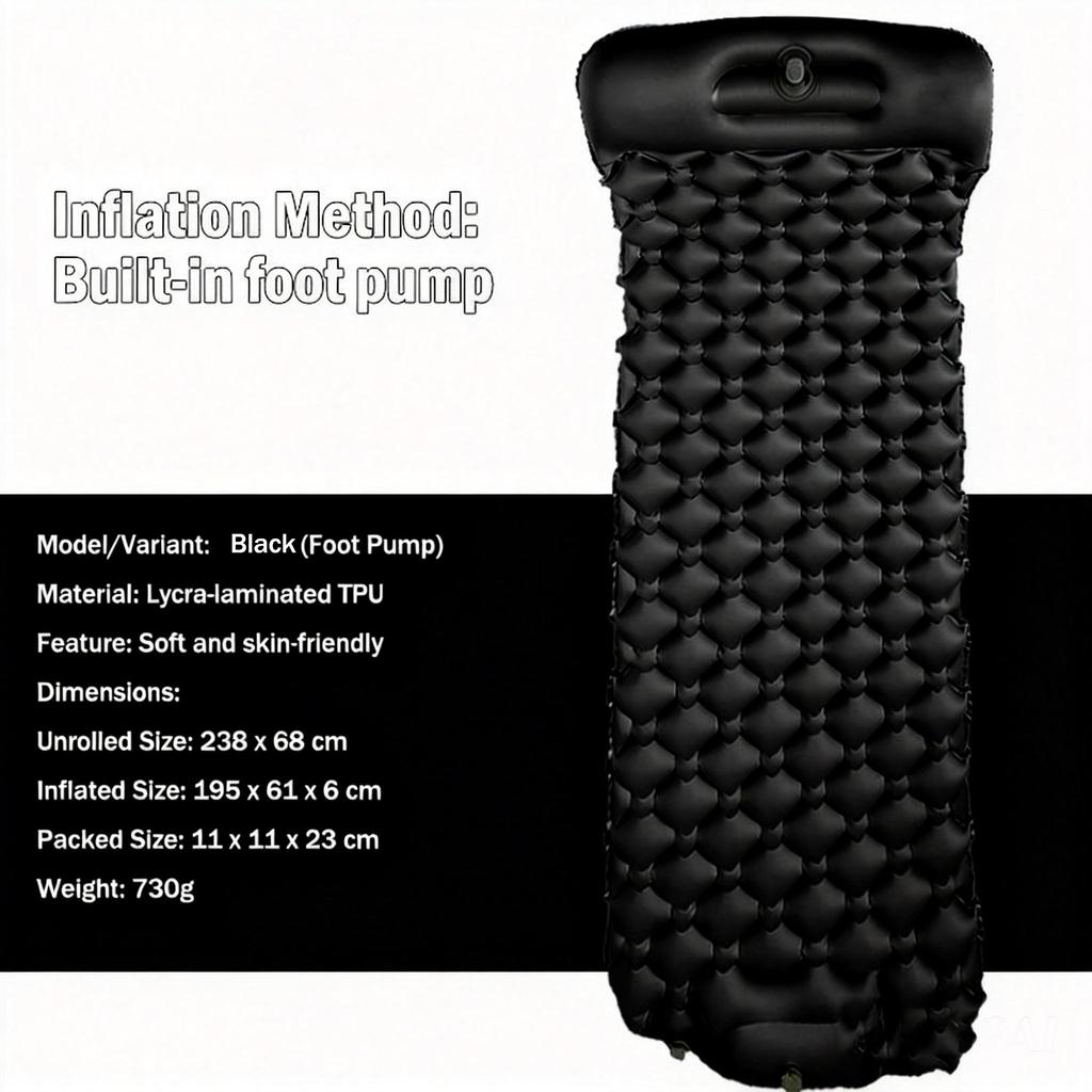 Inflatable Mattress with Pillow Camping Mat Moisture-Proof Thickened Eco-friendly Portable Foldable Sleeping Pad for Outdoor