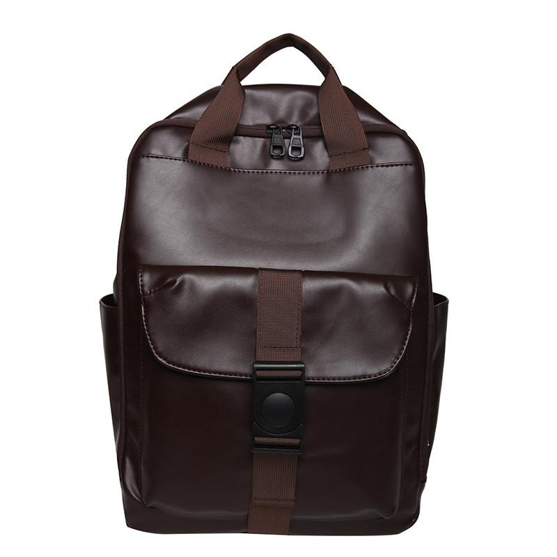 Material Black Pu Neutral Backpack With Computer Pocket For Casual Daily Travel