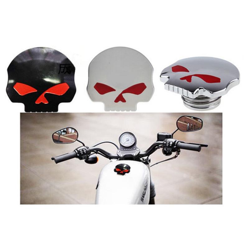 Fuel Tank Cap Skull Aluminum for Harley XL883 XL1200 Dyna Fat Boy Breakout, Motorcycle CNC Gas Cap Accessories