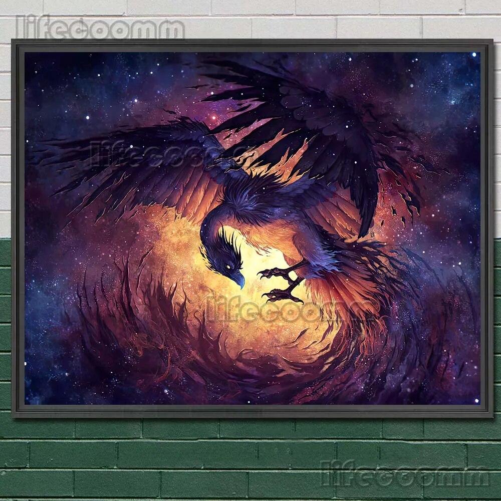Animal Of Walk Amongst The Stars Surreal Mysterious Art Print Fox,Tiger,Lion,Phoenix Abstract Wall Art Canvas Print Home Decor No Frame