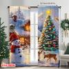 2pcs 2D Flat Printing Merry Christmas Window Drapes Christmas_ Fabric Without Electricity Versatile Perfect for Indoor