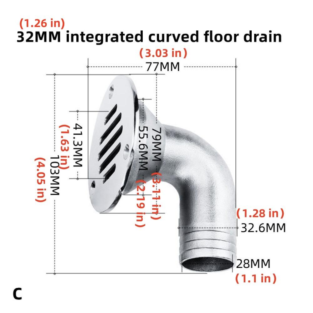 

Изогнутый слив для пола, морской яхтенный изгиб, канализационный желоб, морская 316 нержавеющая сталь, яхтенные фитинги C