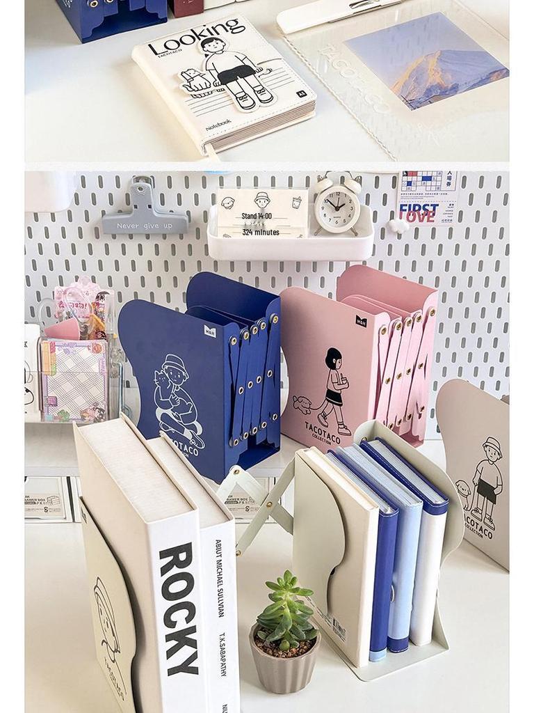 Mai & TACOTACO Adjustable Desktop Organizer Bookends with Dividers