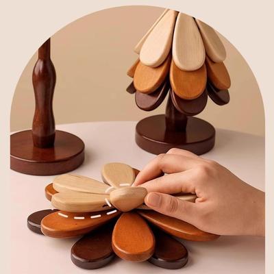 Holz Tischuntersetzer 5 Stück Weihnachtsbaum Topfuntersetzer Hitzebeständig Schreibtischuntersetzer Baumdesign Ständer Tischmatte Untersetzer Platzsets