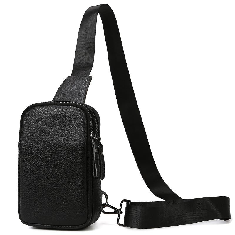 Fashion Cowhide Chest Bag Men's Casual Travel Genuine Leather Shoulder Bag Small Messenger Bag for Male Phone Coin Purses