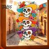 Seasonal Window Art for Parties Skeleton Undead Static Sticker, Waterproof PVC Decorative Decals, Durable Removable Autumn Scene Stickers Film Harvest