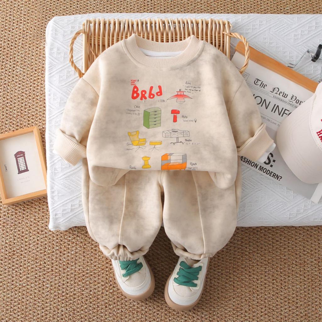 Kids Casual Long-Sleeve Set, Comfortable Daily Wear Outfits