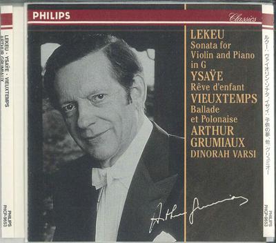 CD ARTHUR GRUMIAUXDINORAH VARSI  Lukeu Sonata For Violin  Piano E. PHCP9653 PHILIPS 1998 Japan Classical Used