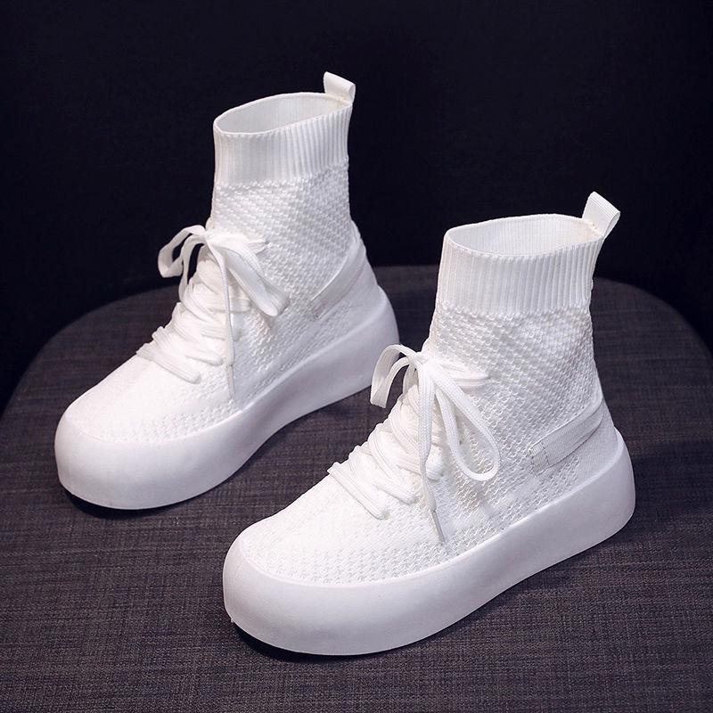 Women's Breathable Slimming Knit High-Top Sock Shoes - Spring/Summer 2025 Casual Sports Slip-On