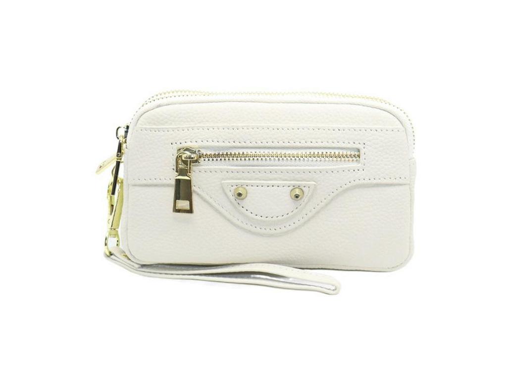 Women's Genuine Leather Long Wallet with Double Zipper and Phone Holder