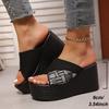 Fashion Patchwork Chunky Women's Fashionable Plaid Slippers 2025 New Wedge Heel Sandals Women Summer Thick Bottom Beach Zapatos De Mujer