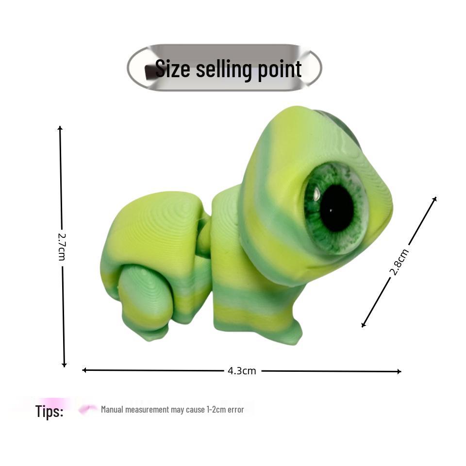 3D Printed Big-Eyed Gecko Frog Ornament – Cute Jointed Mini Frog Toy Gift