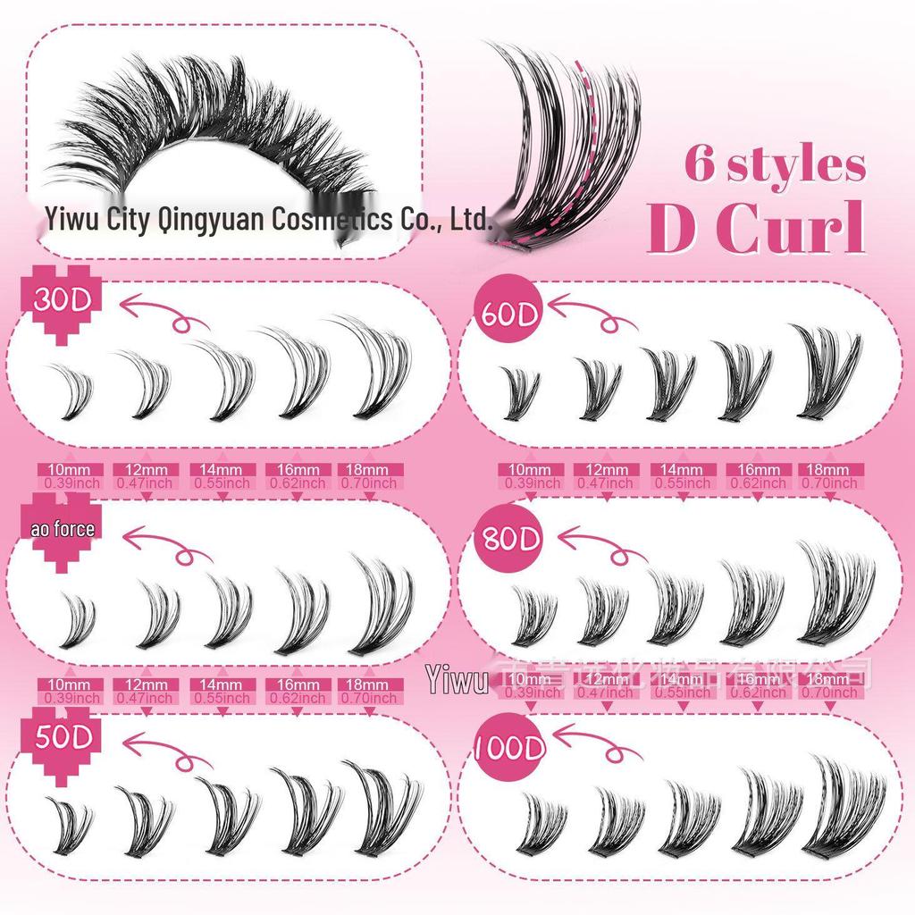 C Curl Individual False Eyelashes: 60 Clusters, 10-18mm, Dense and Segmented for DIY Application