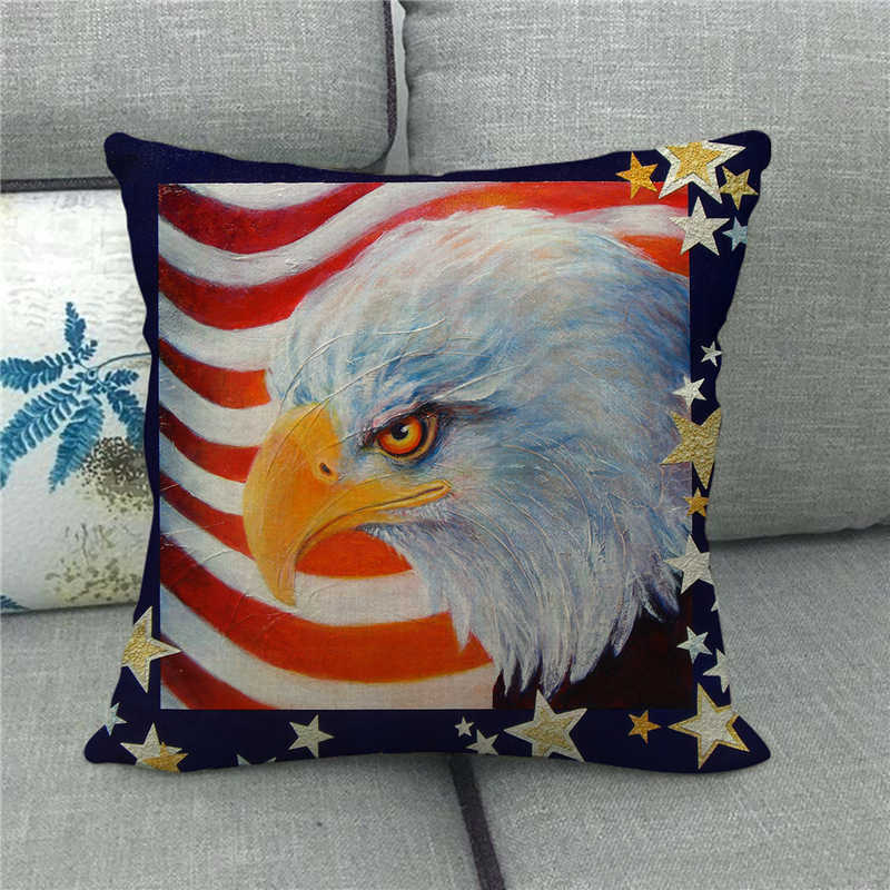 Flag Symbolizing The Bald Eagle In The United States Digital Printing Short Plush Pillow Covers For Sofa Office Cushion Cover