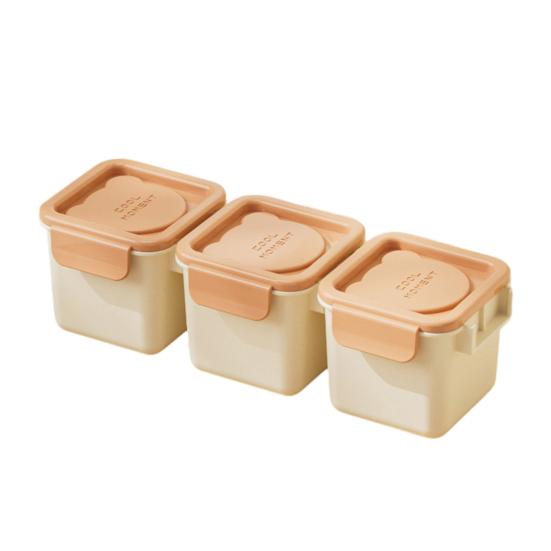 3 Stück Eiswürfelbox mit dicht schließendem Deckel Mini-Quadrat-Eiswürfelform für geruchsfreie Lagerung Mehrzweck-Lebensmittelechter PP-Eiswürfelbereiter Küchenzubehör