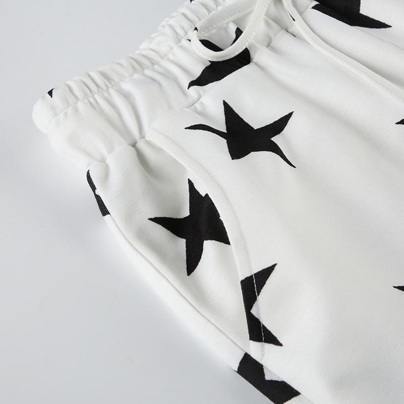 Women's Pant  Casual Micro Knit Fashion Loose Star Printed High Waisted Wide Leg Trousers