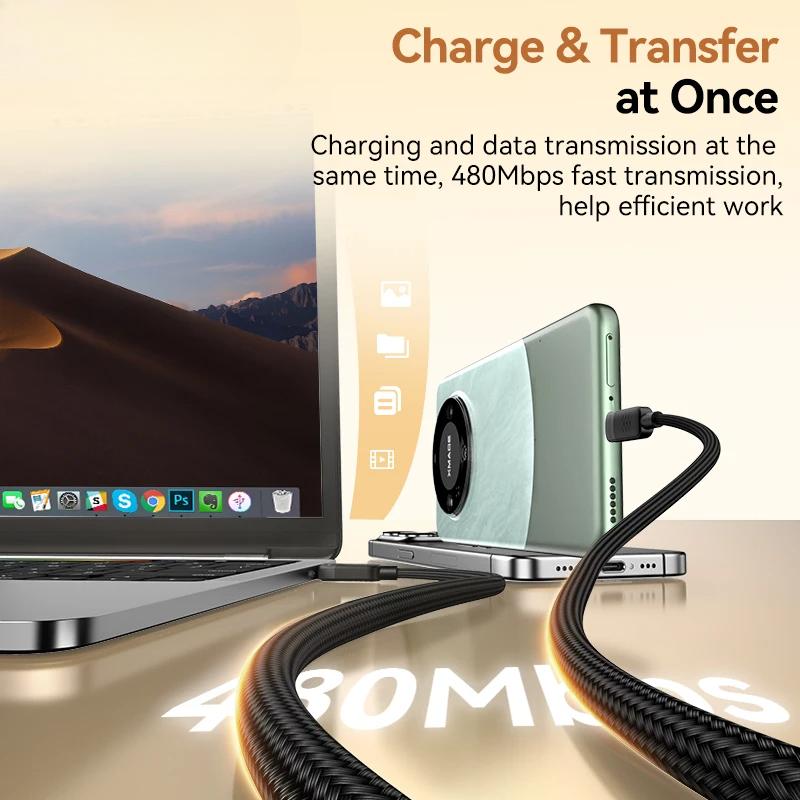 Rocoren 240W Type-C to USBC Data Cable PD3.1 Quick Charging 100W Type C Cord Fast Charging For MacBook iPhone 16 Samsung Xiaomi
