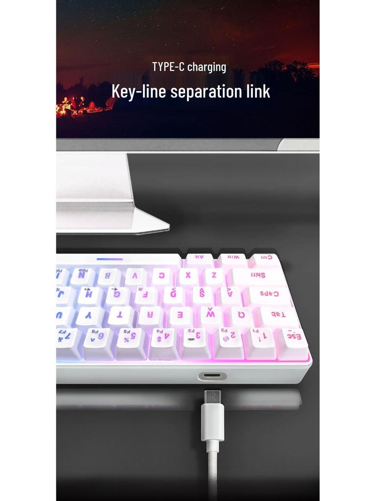 RGB 61-Key Portable Gaming & Office Keyboard - Mechanical Feel, Compact E-sports Design