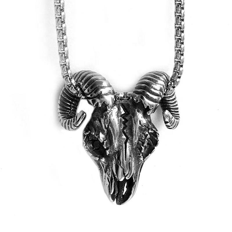 Fashion Accessories Titanium Steel Sheep Skull Men's Pendant Retro Animal Titanium Steel Necklace