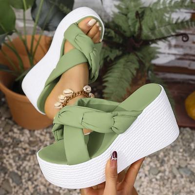 Sandali Zeppa con Cinturino Incrociato da Donna Estate 2025 Moda Piattaforma Chunky Sandalias Mujer Comfort Fondo Spesso Ciabatte da Spiaggia