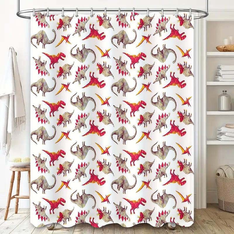 Bathroom Shower Curtain Dinosaur Pattern Tropical Rainforest Jungle Animal Nature Decor Waterproof Fabric Home Decor