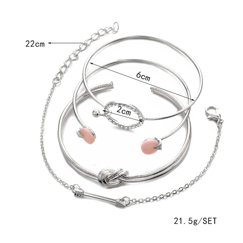 Set of Vintage Simple Women's Wrist Chain Arrows Ring Adjustable Open Bracelet