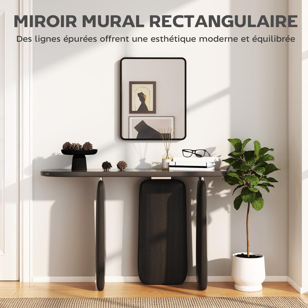 Rectangular Wall Mirror with HD Glass - Black