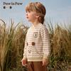 Paw in Paw Boys' Cartoon Bear Striped Crewneck Sweatshirt