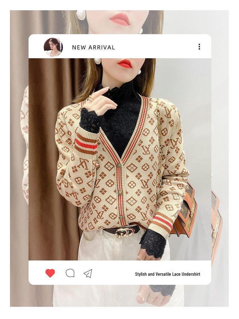 Top de Inverno Slim Fit Feminino Forrado com Lã com Renda e Gola Alta - Quente e Versátil