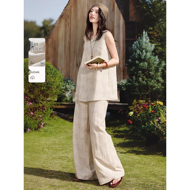 XWI Women s Lyocell-Linen Relaxed Two-Piece Set S