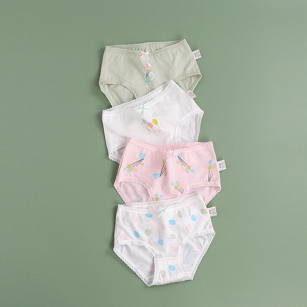 Girls' A-Class Pure Cotton Cartoon Briefs - Korean Style Antibacterial Underwear for Medium and Large Children