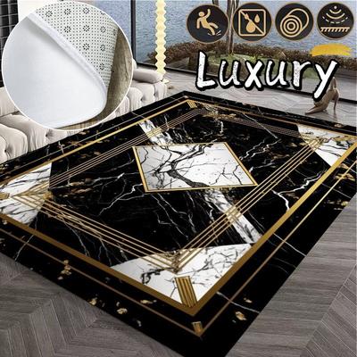 Luxe Zwart Ingelegd met Goud Binnen- en Buitensofa Tapijt Decoratie Salontafels Vloerkleed Antislip Zachte Mat voor Kinderen