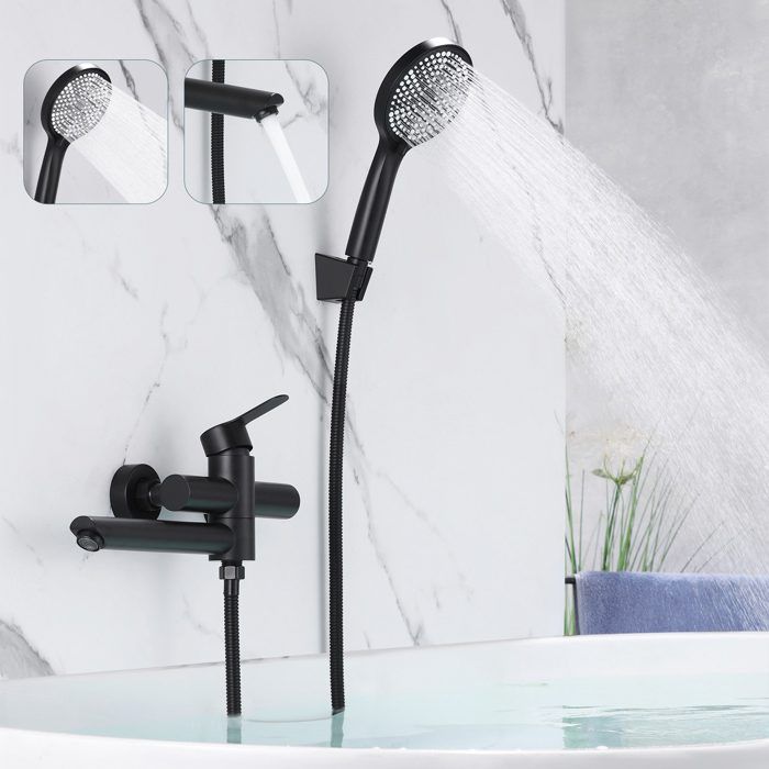 Ensemble de douche - NETTLIFE - Combiné - Robinet baignoire - Douchette 3 fonctions - Noir métal