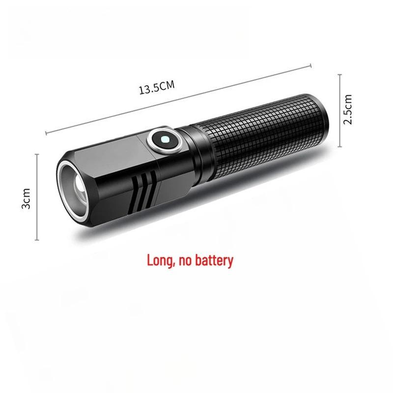 Mini Lanternă LED Super Luminoasă Reîncărcabilă prin USB Tip-C Zoom Lanternă de Pescuit Puternică 3 Moduri de Iluminare Lampă de Camping