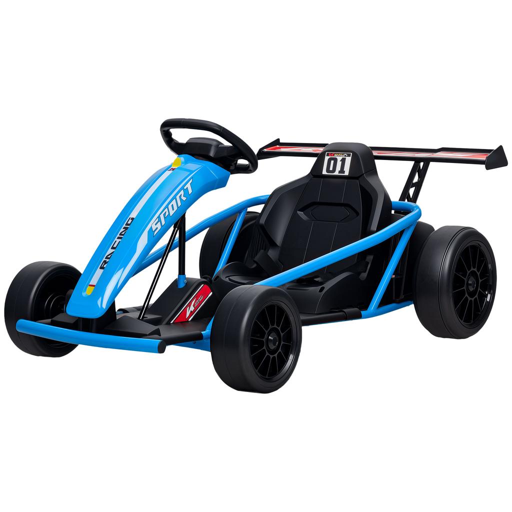 Electric Go-Kart for Children, 2 x 24V Motors, Drift Mode, 13 km/h, 119 x 77 x 54 cm, Blue