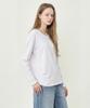BASIC HOUSE Women'S Flowy Spandex U-Neck Oversized Long Sleeve T-Shirt White