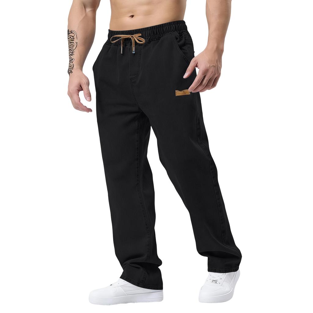 Jeans Classici da Uomo Straight Slim Fit con Vita Elasticizzata per Uomini Anziani