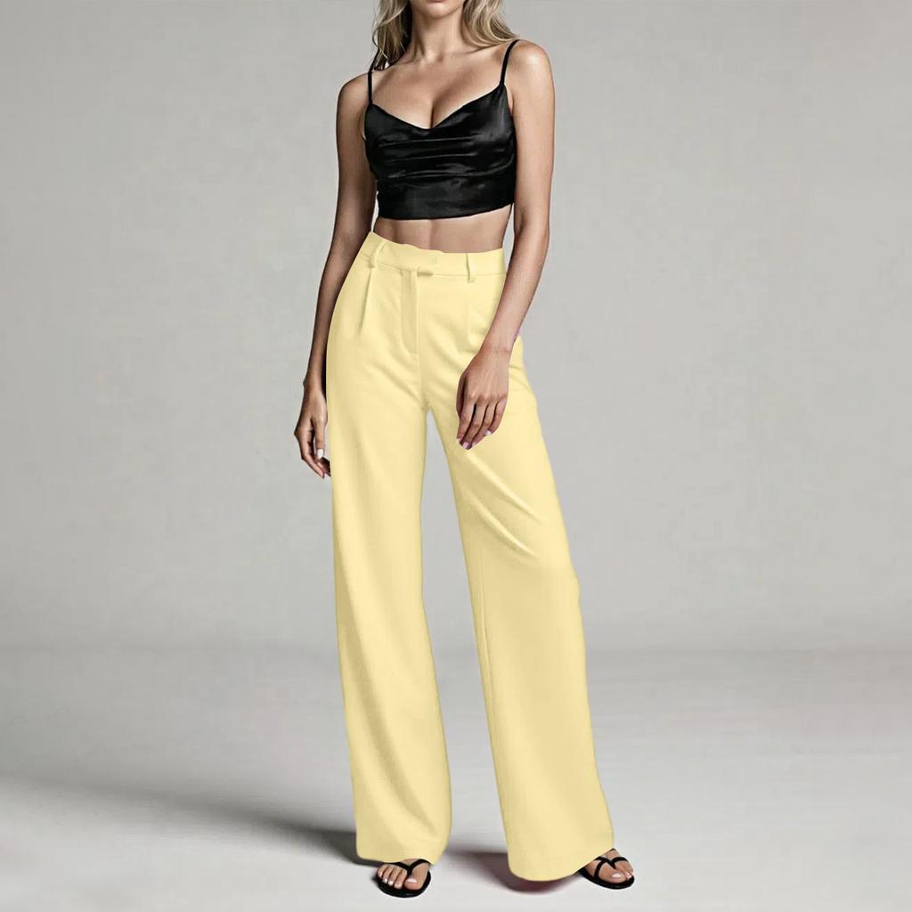 Women's Casual Commute High-Waisted Straight Leg Suit Trousers